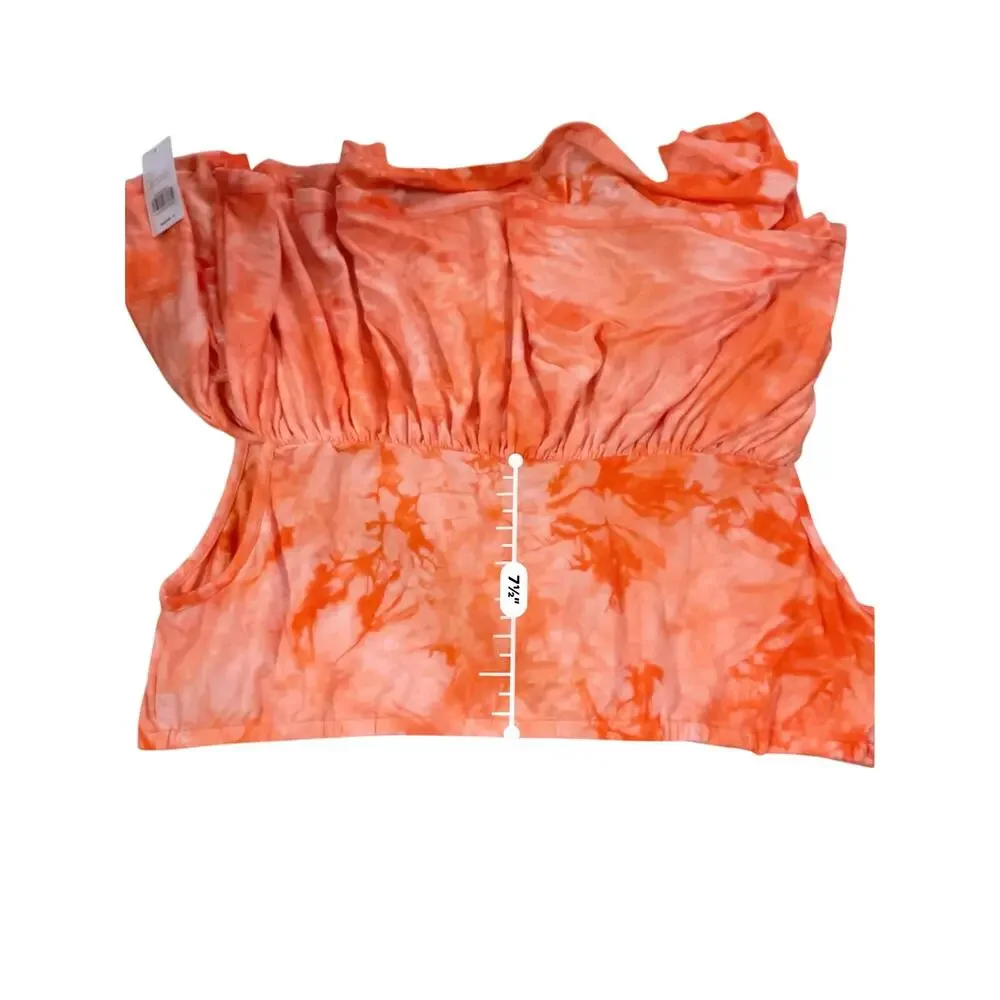 F2F Orange Tie-Dye Off-Shoulder Ruffle Crop Top Wide-Leg Pant Co-Ord Set NWT 2X